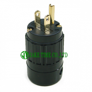 Audio Grade NEMA 5-15P Power Plug Black, Gold Plated Cable Maximum 19mm